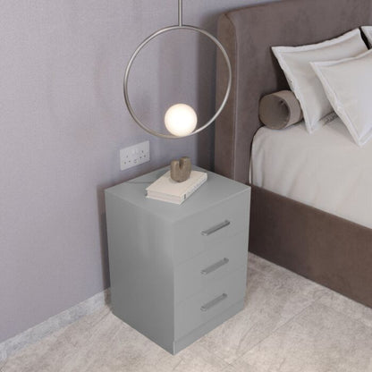 Dakota 3 Drawer Bedside - Light Grey