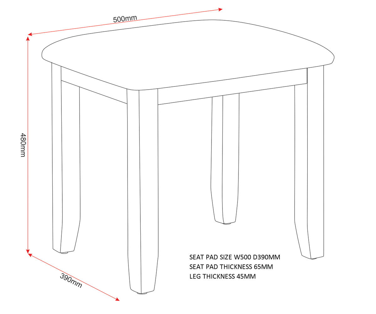 Bordeaux Dressing Table Stool - Ivory/Oat Fabric