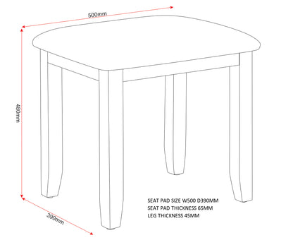 Bordeaux Dressing Table Stool - Ivory/Oat Fabric