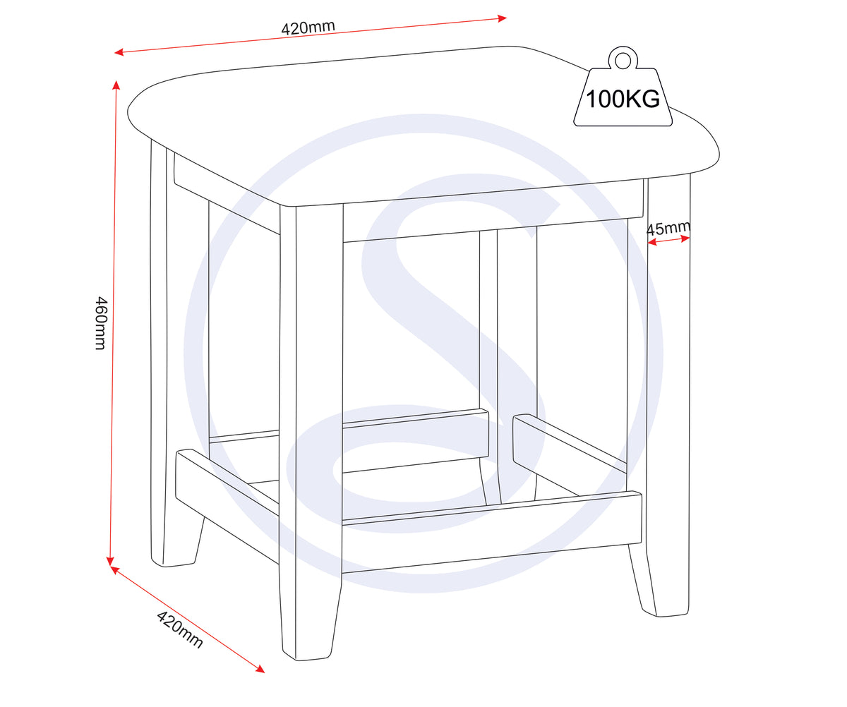 Windsor Dressing Table Stool - Natural Oak/Oat Fabric