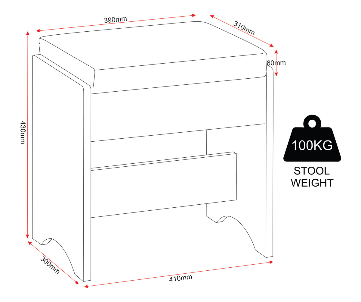 Malvern 3 Drawer Dressing Table Set - Urban Snow/Steel Fabric