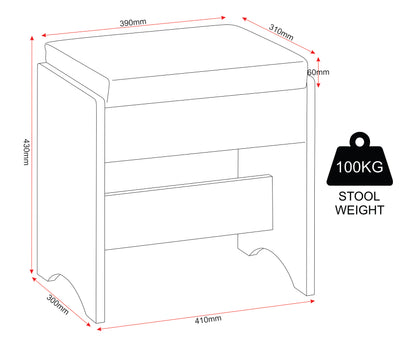 Malvern 3 Drawer Dressing Table Set - Urban Snow/Steel Fabric