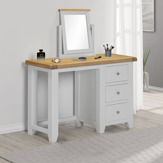 Windsor 3 Drawer Dressing Table & Mirror - Pebble Grey/Oak
