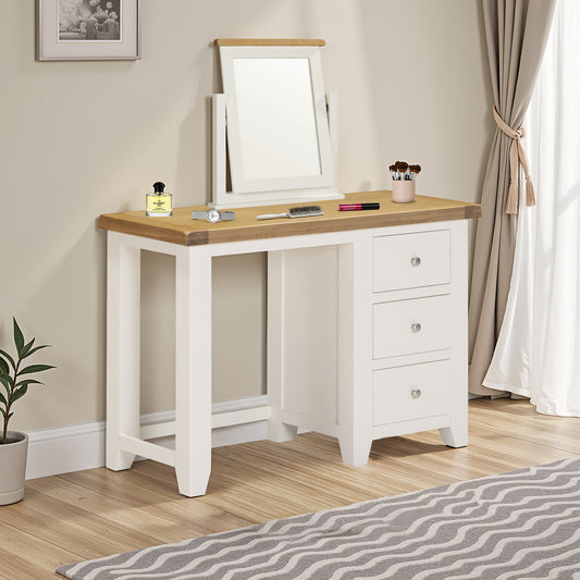 Windsor 3 Drawer Dressing Table & Mirror - Ivory/Oak