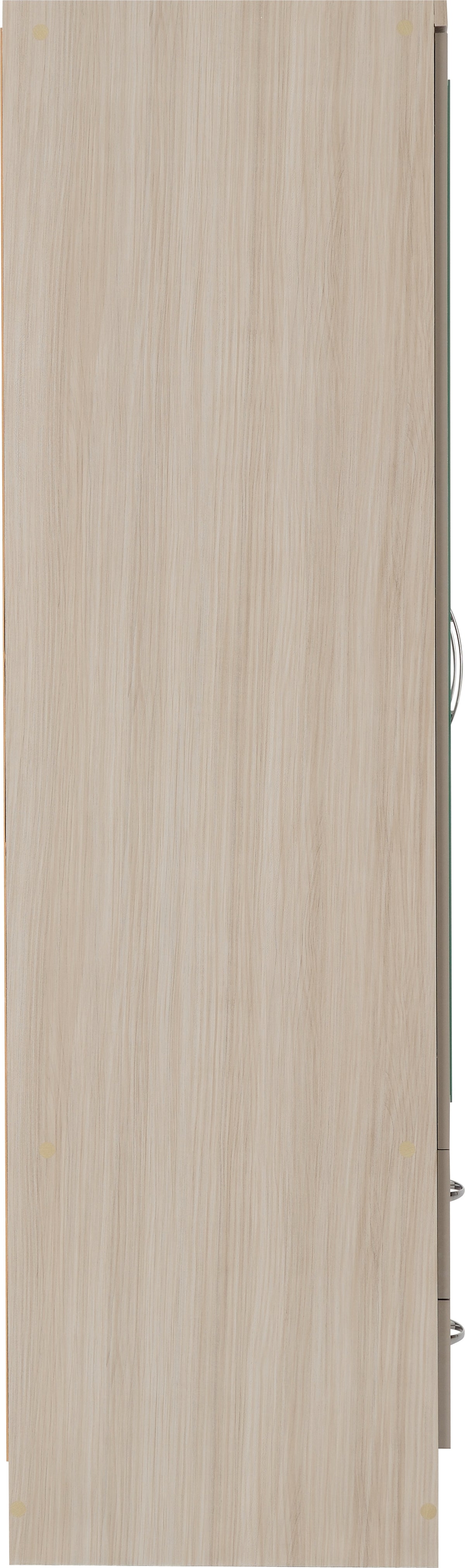 Nevada 4 Door 2 Drawer Mirrored Wardrobe Bedroom Set - Oyster Gloss/Light Oak Effect Veneer