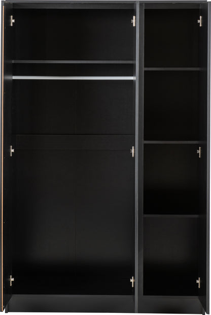 Malvern 3 Door Wardrobe Bedroom Set - Black