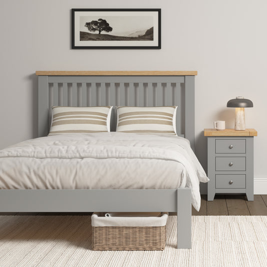Windsor 5' Bed Low Foot End - Pebble Grey/Oak