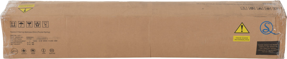 Yasmin 5' Roll-Up Mattress 20cm (Pocket Spring) - White