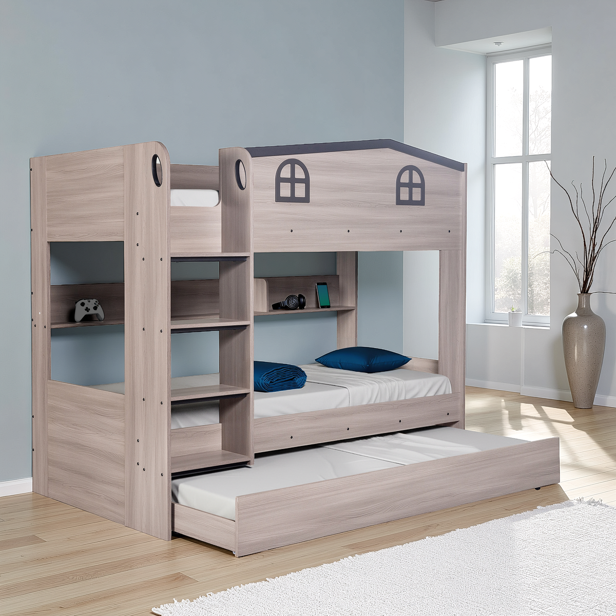Hector Bunk Bed & Trundle Set - Ash Grey