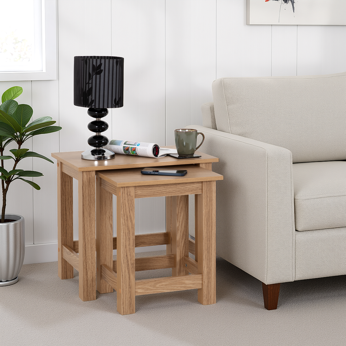 Tessa Nest of 2 Tables - Natural Oak Effect