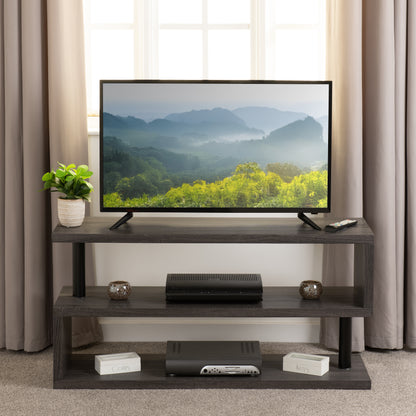 Quebec TV Stand - Black Wood Grain/Black