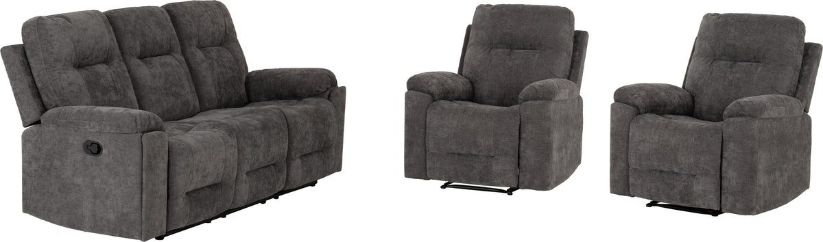 Guildford 3+1+1 Recliner Suite - Grey Fabric