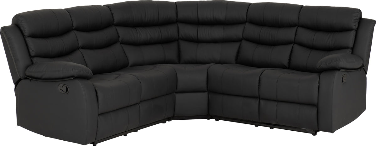Roma Corner Recliner Sofa - Black Faux Leather