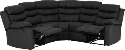 Roma Corner Recliner Sofa - Black Faux Leather