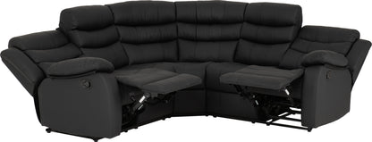 Roma Corner Recliner Sofa - Black Faux Leather