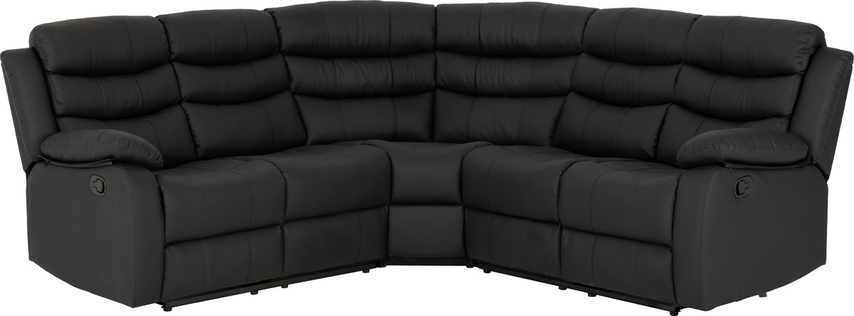 Roma Corner Recliner Sofa - Black Faux Leather