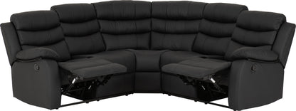 Roma Corner Recliner Sofa - Black Faux Leather