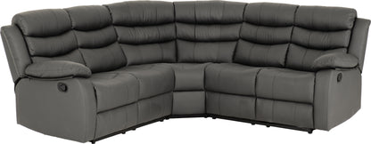 Roma Corner Recliner Sofa - Grey Faux Leather