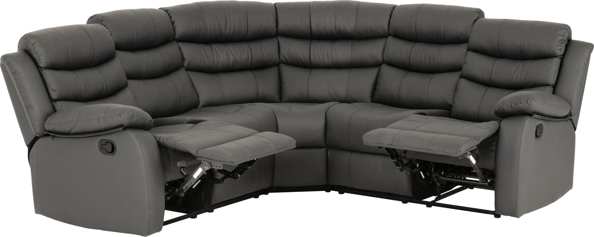 Roma Corner Recliner Sofa - Grey Faux Leather