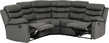Roma Corner Recliner Sofa - Grey Faux Leather