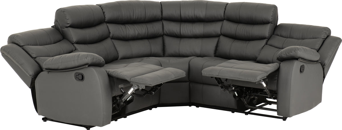 Roma Corner Recliner Sofa - Grey Faux Leather