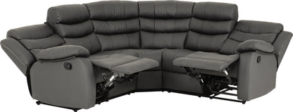 Roma Corner Recliner Sofa - Grey Faux Leather