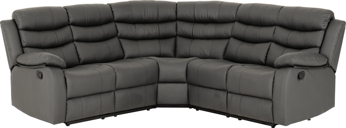 Roma Corner Recliner Sofa - Grey Faux Leather