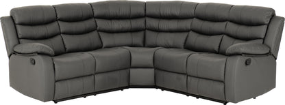 Roma Corner Recliner Sofa - Grey Faux Leather