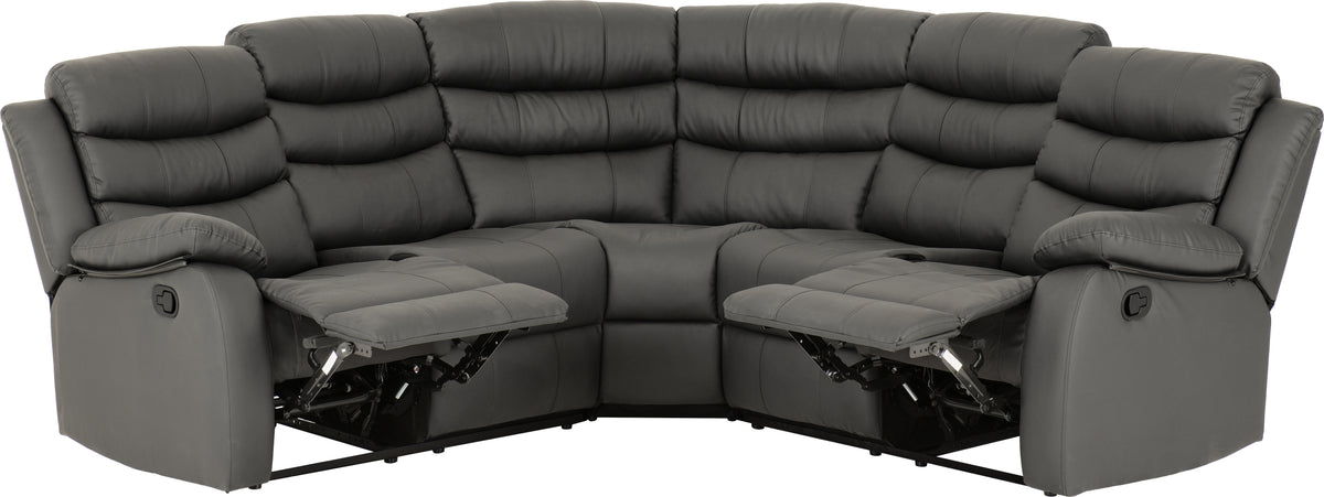 Roma Corner Recliner Sofa - Grey Faux Leather