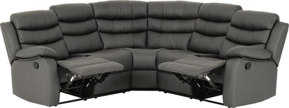 Roma Corner Recliner Sofa - Grey Faux Leather