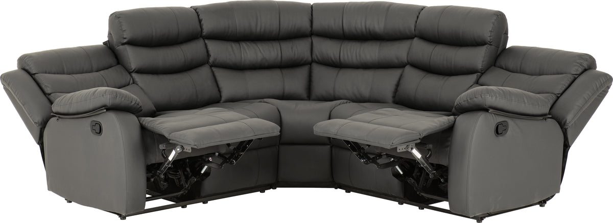 Roma Corner Recliner Sofa - Grey Faux Leather