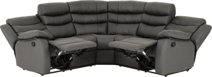 Roma Corner Recliner Sofa - Grey Faux Leather