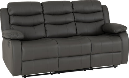 Roma 3 Seater Recliner Sofa - Grey Faux Leather