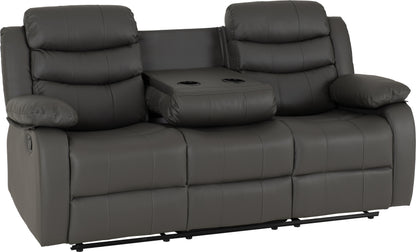 Roma 3 Seater Recliner Sofa - Grey Faux Leather
