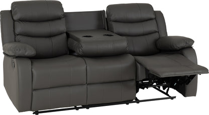 Roma 3 Seater Recliner Sofa - Grey Faux Leather