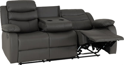 Roma 3 Seater Recliner Sofa - Grey Faux Leather