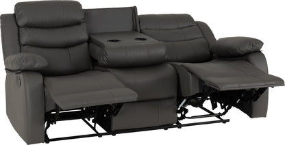 Roma 3 Seater Recliner Sofa - Grey Faux Leather