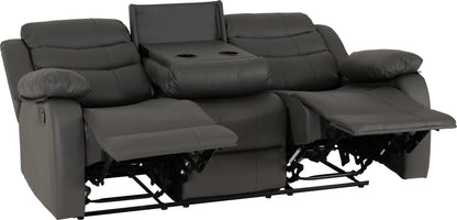 Roma 3 Seater Recliner Sofa - Grey Faux Leather