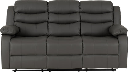 Roma 3 Seater Recliner Sofa - Grey Faux Leather