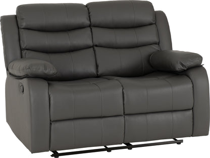 Roma 2 Seater Recliner Sofa - Grey Faux Leather
