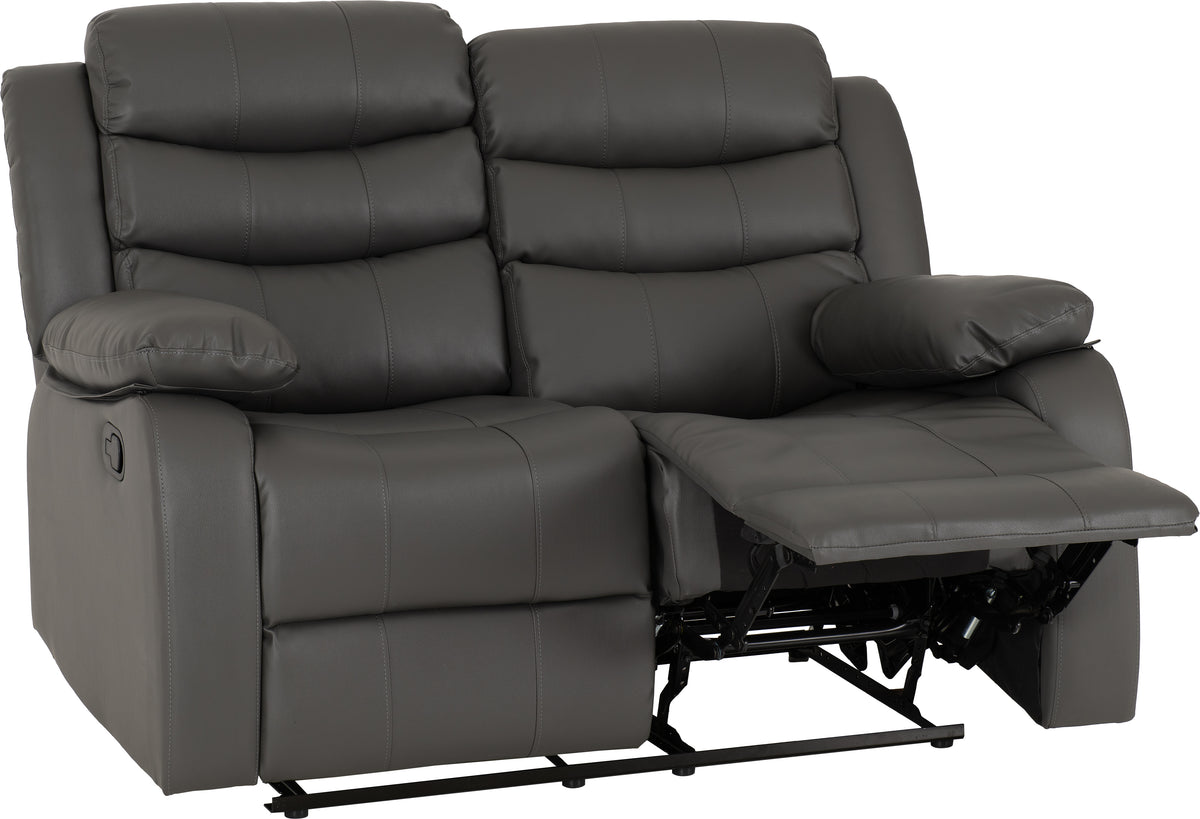 Roma 2 Seater Recliner Sofa - Grey Faux Leather