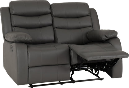 Roma 2 Seater Recliner Sofa - Grey Faux Leather
