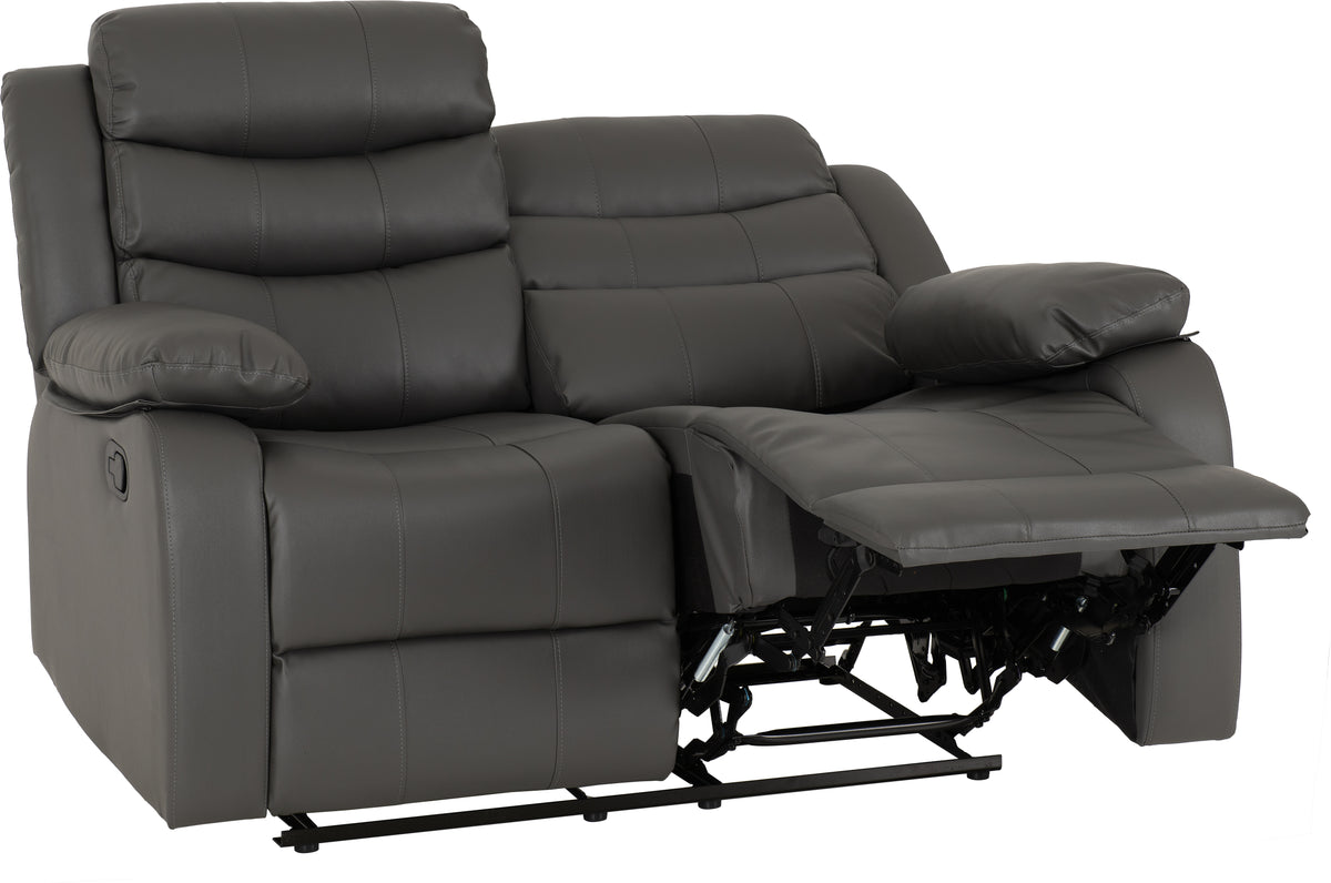 Roma 2 Seater Recliner Sofa - Grey Faux Leather