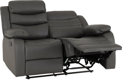 Roma 2 Seater Recliner Sofa - Grey Faux Leather