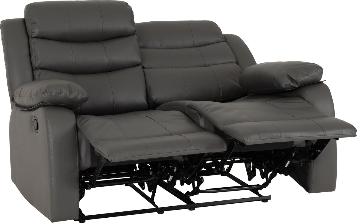 Roma 2 Seater Recliner Sofa - Grey Faux Leather
