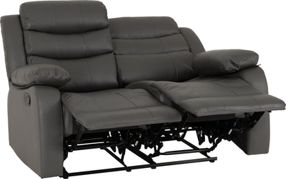 Roma 2 Seater Recliner Sofa - Grey Faux Leather