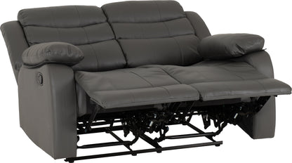Roma 2 Seater Recliner Sofa - Grey Faux Leather
