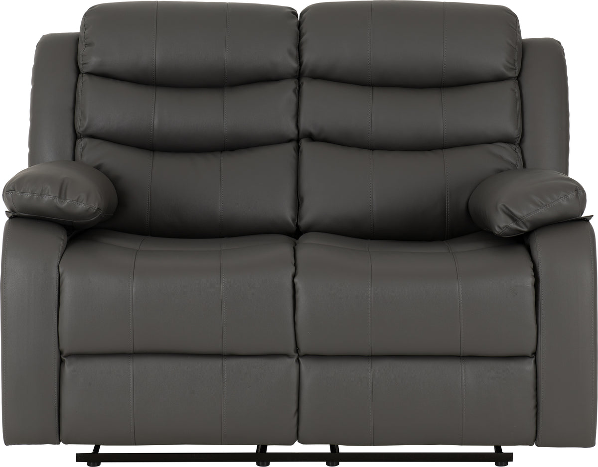 Roma 2 Seater Recliner Sofa - Grey Faux Leather