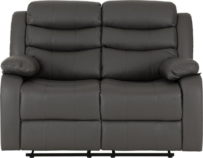 Roma 2 Seater Recliner Sofa - Grey Faux Leather