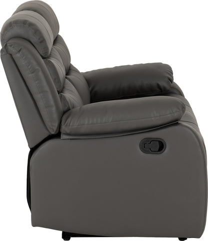 Roma 2 Seater Recliner Sofa - Grey Faux Leather